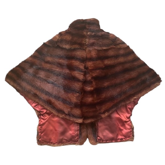 Vintage Mink Real Fur Cape Stole Bolero in Rich Brown - Picture 4 of 10